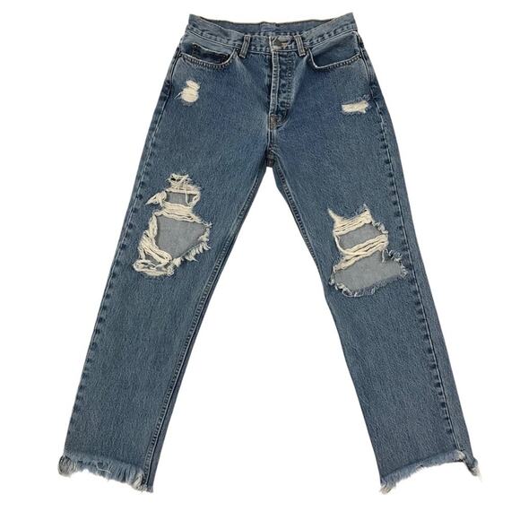 CARMAR Emelia Straight Leg Jean Women Sz 28 Blue Distressed Gorpcore Grunge Boho - Picture 3 of 11